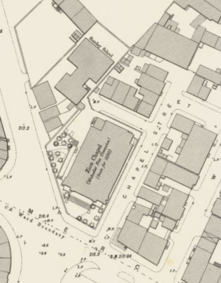 Batley Zion MNC 1889; OS Town Plan CCXXXII.11.19 reproduced with the permission od the National Library of Scotland Batley Zion MNC 1889; OS Town Plan CCXXXII.11.19 | reproduced with the permission of the National Library of Scotland