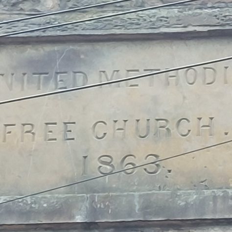 Dronfield UMFC datestone datestone on Dronfield United Methodist Free Church | Chris Hill September 2023