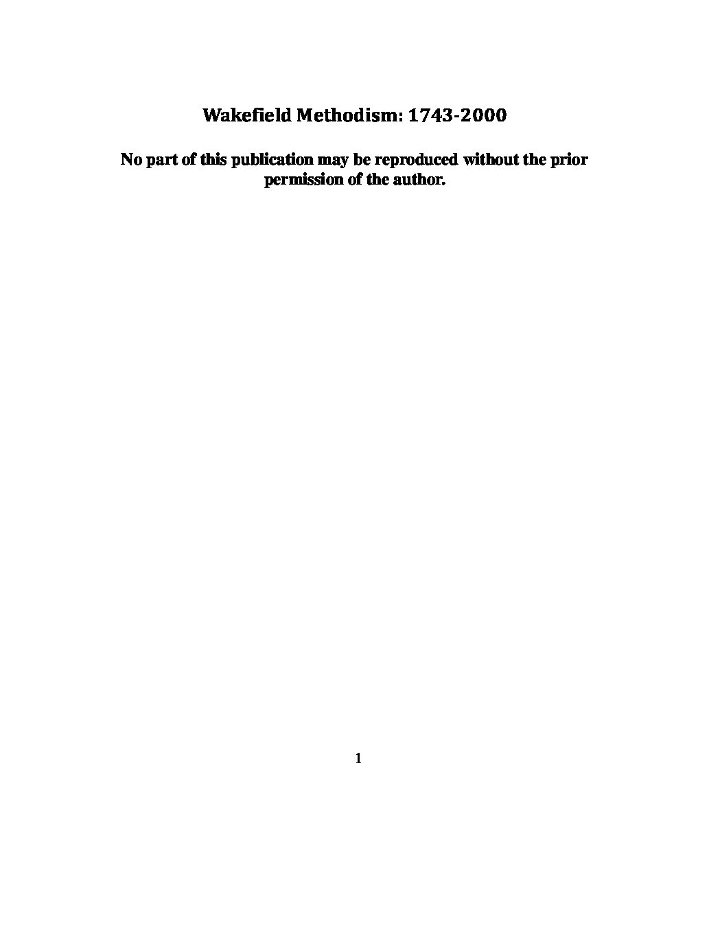 Wakefield Methodism: 1743 - 2000