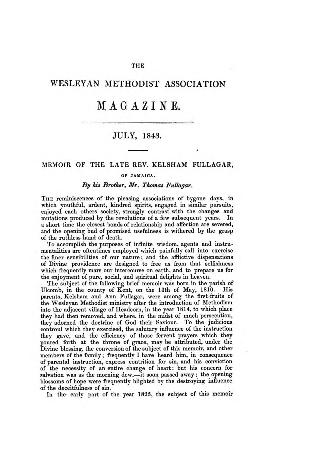 Fullagar, Kelsham (1810-1841)